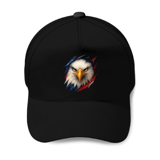 Fierce American Eagle Ripped Design Baseball Caps
