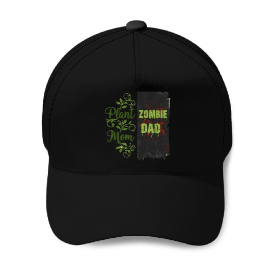 Plant Mom Zombie Dad Couple Design Baseball Caps
