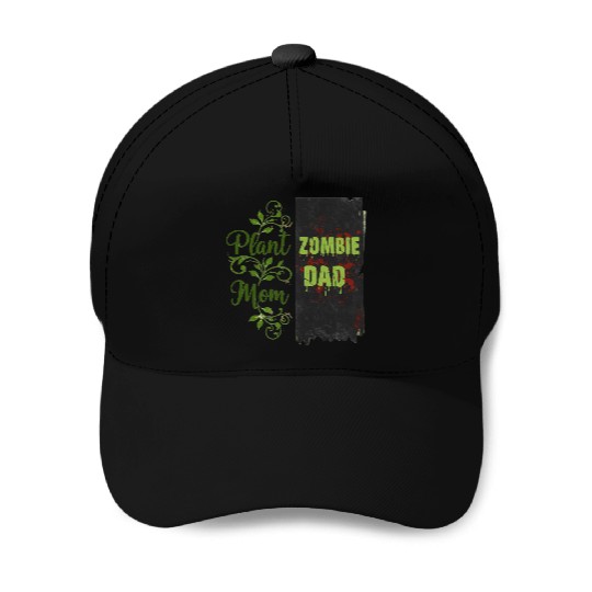 Plant Mom Zombie Dad Couple Design Baseball Caps