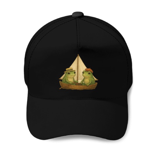 Frog Boat Baseball Caps