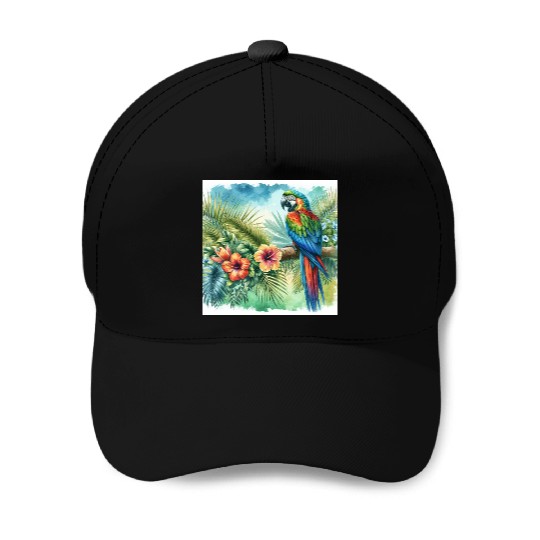 Majestic Macaw Parrot Baseball Caps