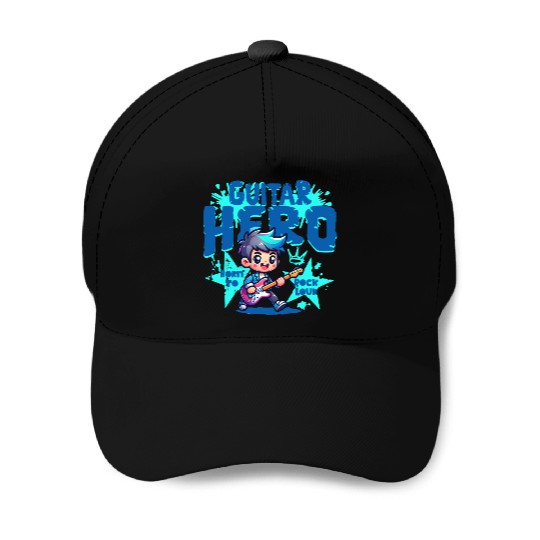 Guitar Hero Kid – Cute Rock Star Cartoon Baseball Caps | Bor