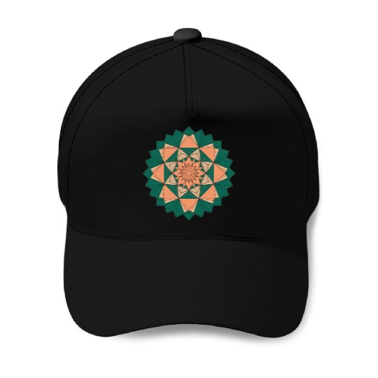 Abstract Starburst Mandala Baseball Caps