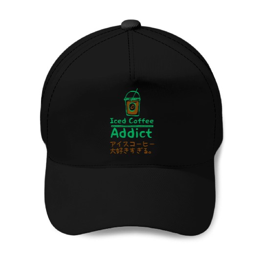 Iced Coffee Addict Green Baseball Caps