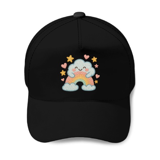Smiling Cloud Rainbow – Embroidered Kids Logo Baseball Caps