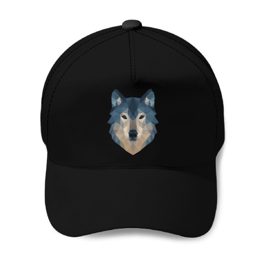 Geometric Wolf Face – Bold Abstract Wild Animal Ar Baseball Caps
