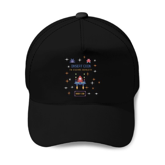 Retro Gamer Baseball Caps - Insert Coin to Escape Reality