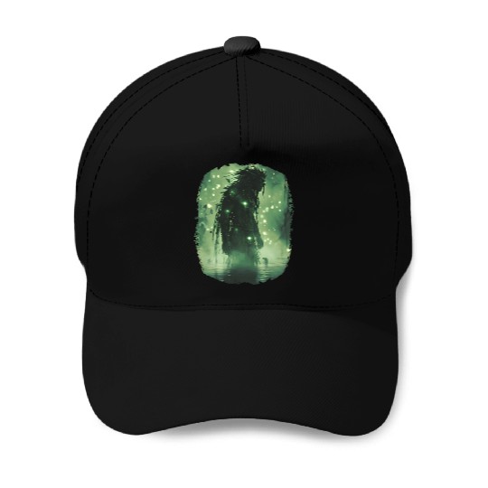 Swamp Demon with Glowing Aura and Haunt Magic Baseball Caps