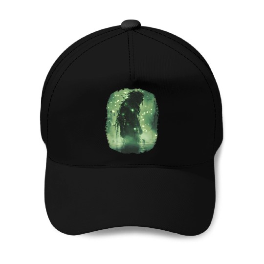 Swamp Demon with Glowing Aura and Haunt Magic Baseball Caps