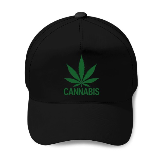 Cannabis Hemp Leaf Statement Green Look Baseball Caps