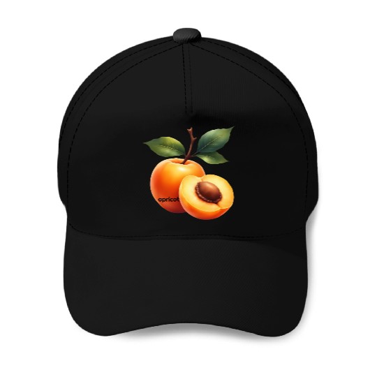 Apricot branch with green leaves Baseball Caps