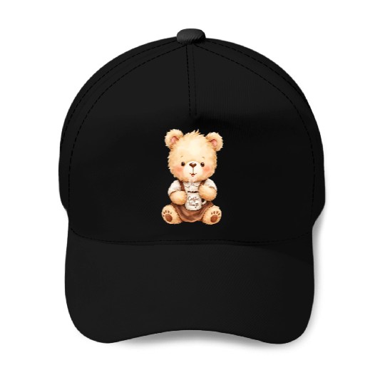 Coffee Hugs - Cute Bear Cub & Cozy Drink Baseball Caps