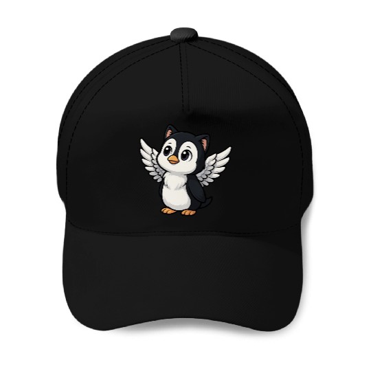Cute penguin cat angel with cat ears holy Baseball Caps