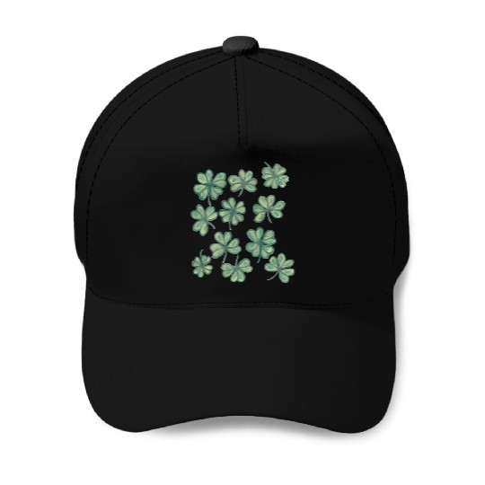 A collection of green watercolor clovers Baseball Caps