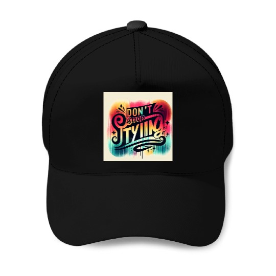 Vibrant Expressionist Typography Baseball Caps