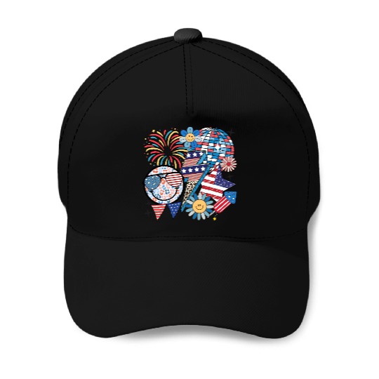 America Vibes Retro 4th of July Baseball Caps