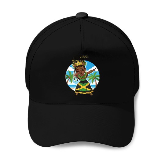 Jamaican Princess Dabbing for girls & kids Baseball Caps