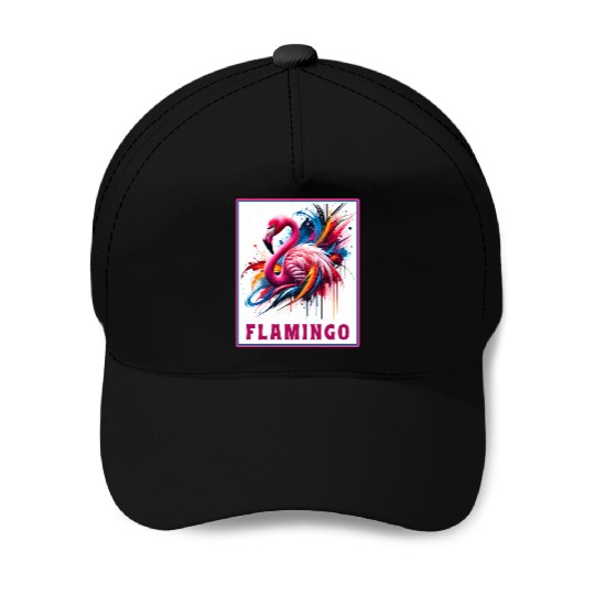Graffiti Flamingo Explosion Baseball Caps