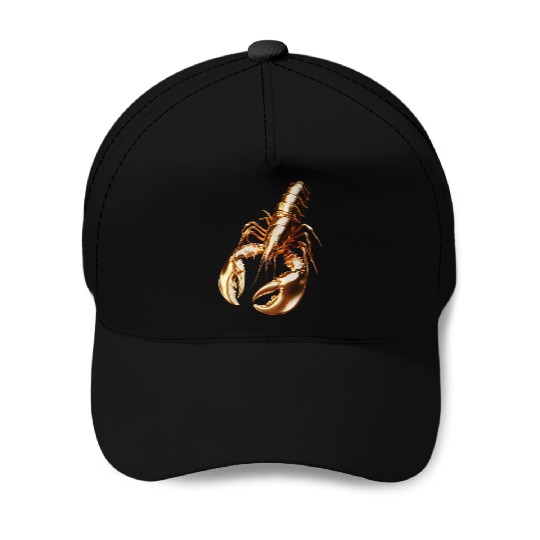 Golden Lobster – Elegant 3D Sea Animal Art Baseball Caps