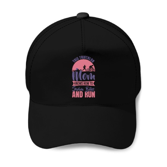 Swim Bike Run Mom Baseball Caps