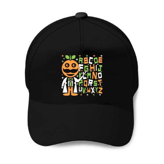 Orange Dad Alphabet Teacher Baseball Caps