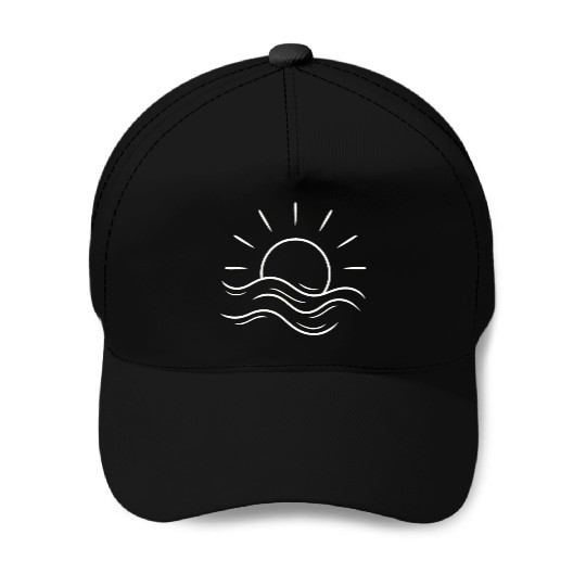 Serene Sunrise Over the Ocean Waves Baseball Caps