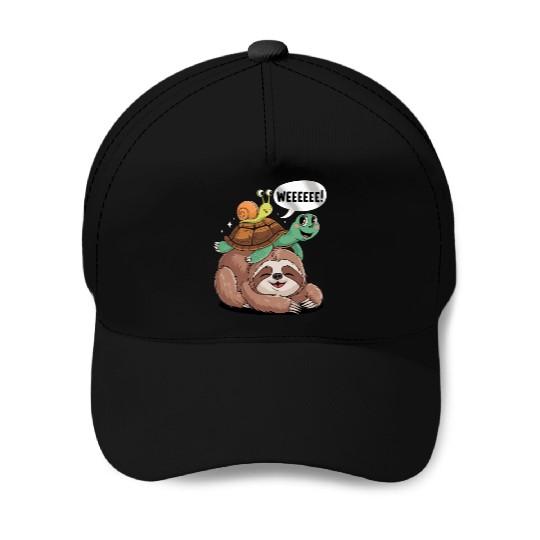 Weeeeee! Sloth Turtle Snail Fun Baseball Caps