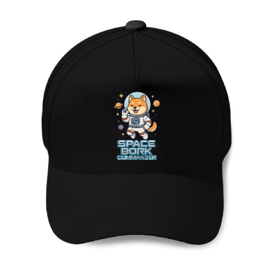 Space Bork Commander Cute Shiba Inu Astronaut F Baseball Caps