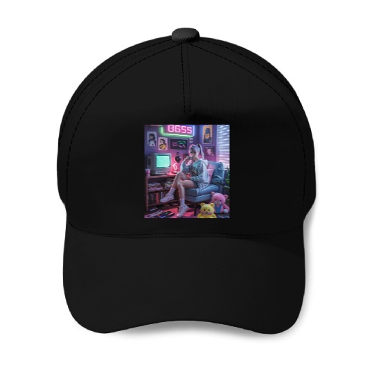 Y2K Gamer Girl Vibes – Retro Tech & Neon Room Aest Baseball Caps