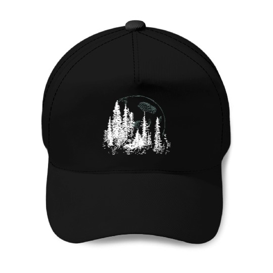 Forest Moon – Lunar Light in the Wilderness Baseball Caps