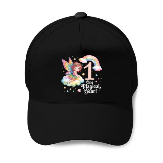 Magical Rainbow Fairy Elf 1st Birthday Girl Baseball Caps