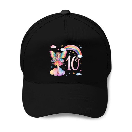 Magical Rainbow Fairy Elf 10th Birthday Girl Baseball Caps