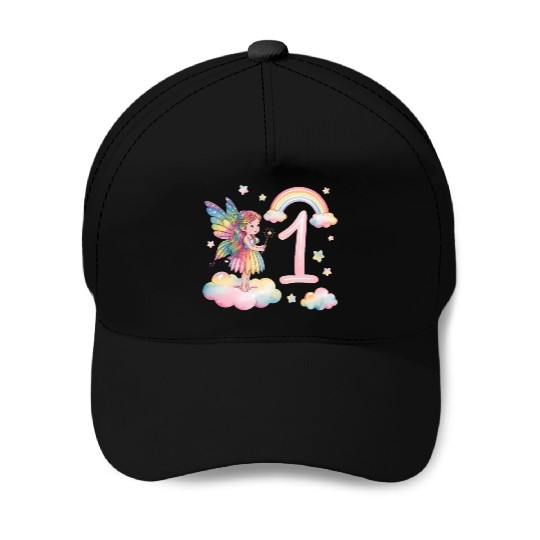 Magical Rainbow Fairy Elf 1st Birthday Girl Baseball Caps