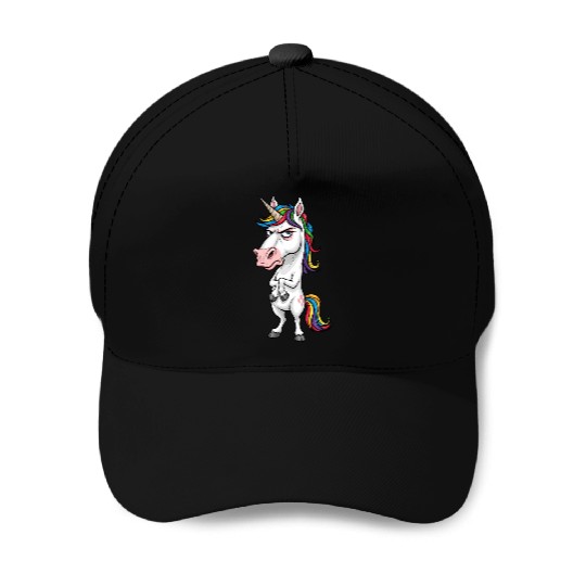 Moody Rainbow Unicorn: Not Today! Baseball Caps