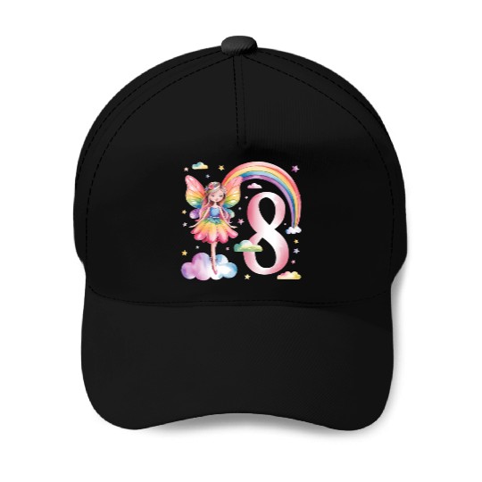 Magical Rainbow Fairy Elf 8th Birthday Girl Baseball Caps