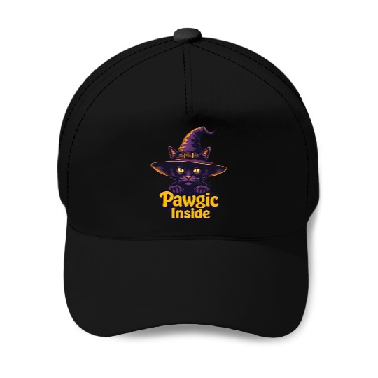 Enchanted Cat Witch Baseball Caps Design