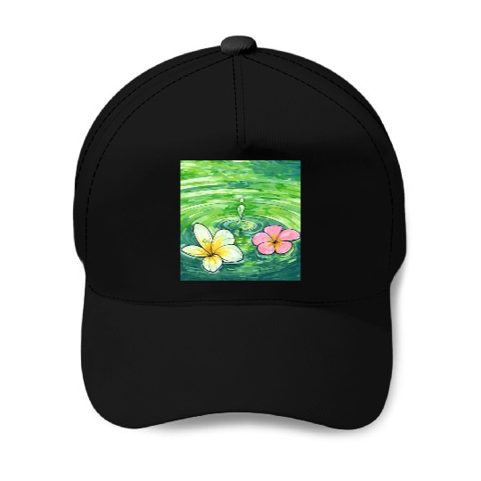 Serene Water Lilies Watercolor Design Baseball Caps