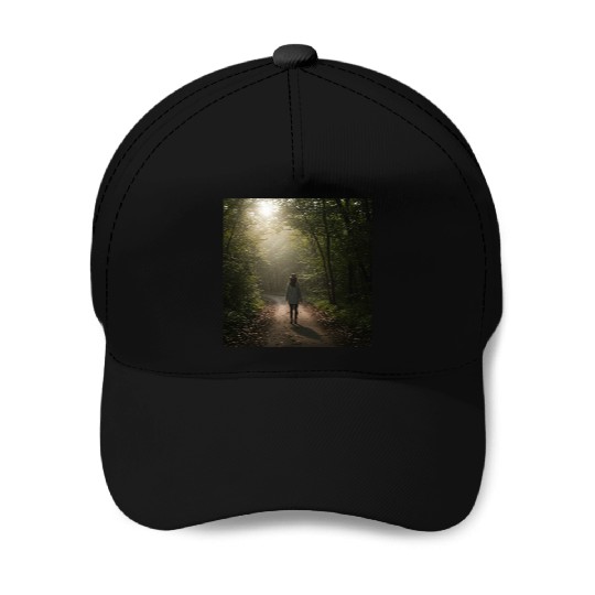 Enchanted Forest Path Illustration Baseball Caps