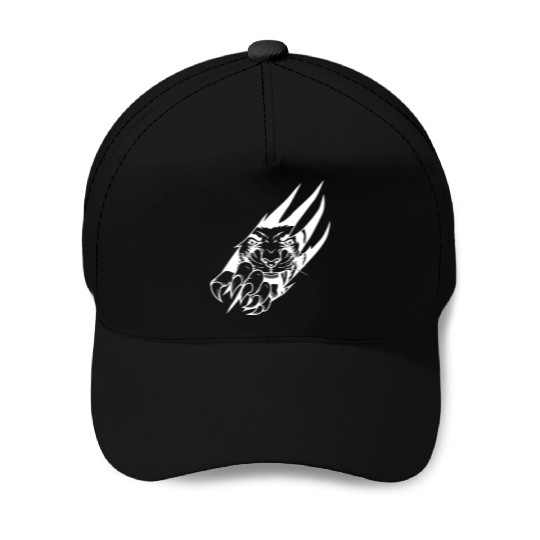 Panther Claw Rip White Outline Baseball Caps