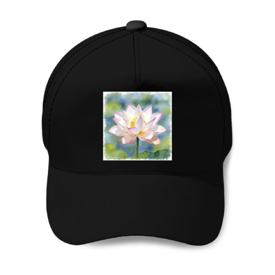 Serene Water Lily Floral Print Baseball Caps