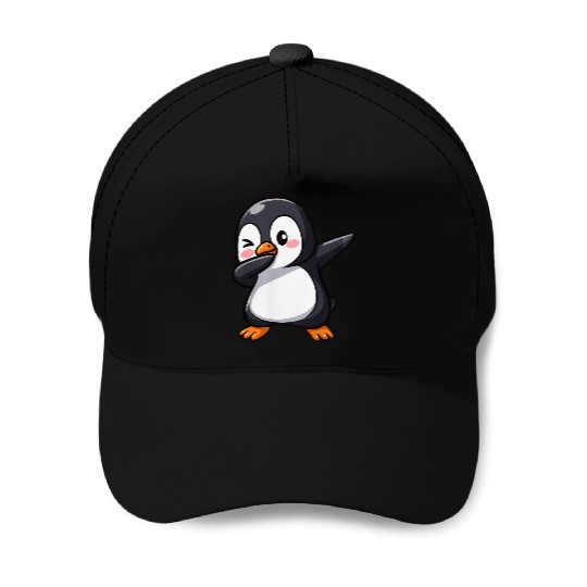 Cute penguin dab dance gamer kawaii cartoon presch Baseball Caps
