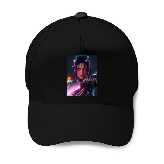 Cyberpunk Samurai Girl Baseball Caps