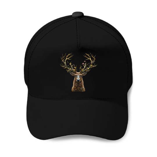 Enchanted Forest Deer Illustration Baseball Caps