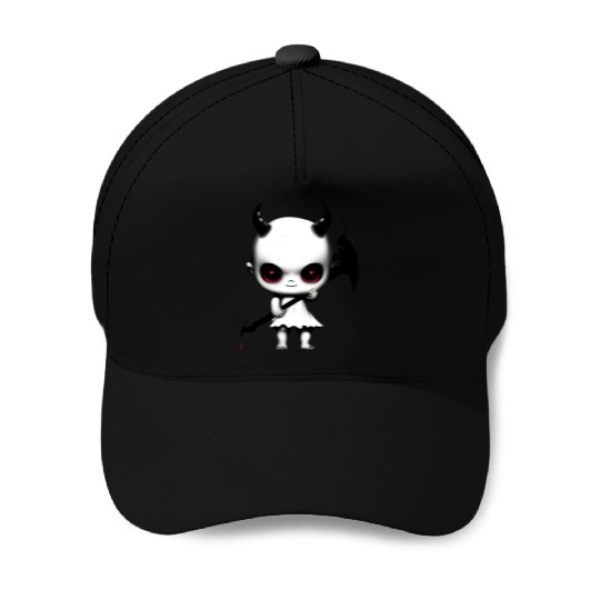 Cute Demon Baby with Horns and Bat Wings Baseball Caps