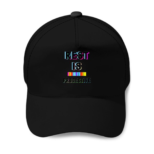 Rest is Creative and Colorful Typography Baseball Caps