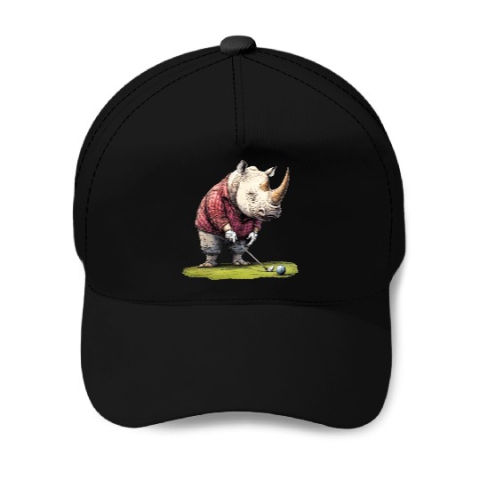 Rhinoceros Golfer / Golf Rhinoceros Baseball Caps