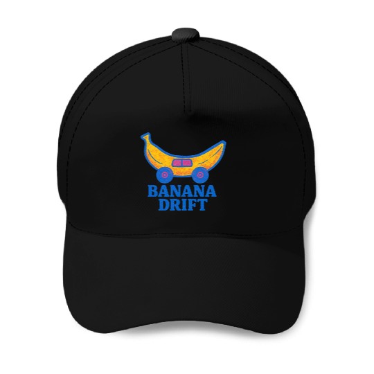 Whimsical Banana Drift Car Design Baseball Caps