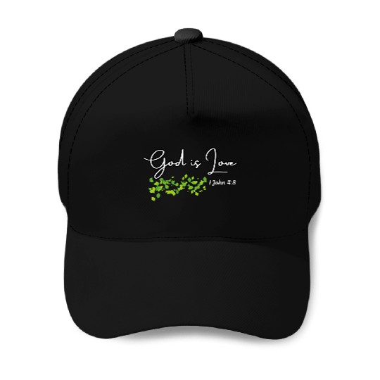 God is Love Biblical Leaf Design Baseball Caps