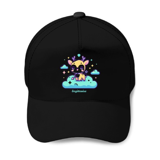 Whimsical Sagittarius Zodiac Deer Baseball Caps