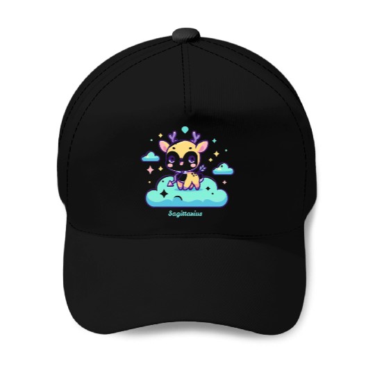Whimsical Sagittarius Zodiac Deer Baseball Caps